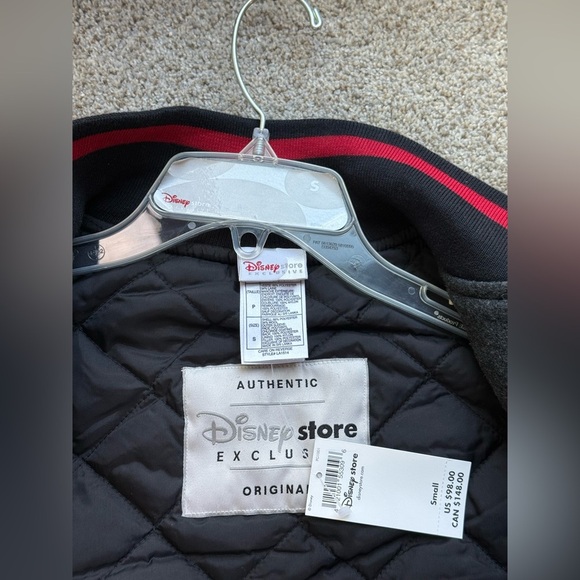 Vintage Men Disney  Mickey Mouse Embroidered Varsity Blk Wool Leather Jacket S - Picture 6 of 14